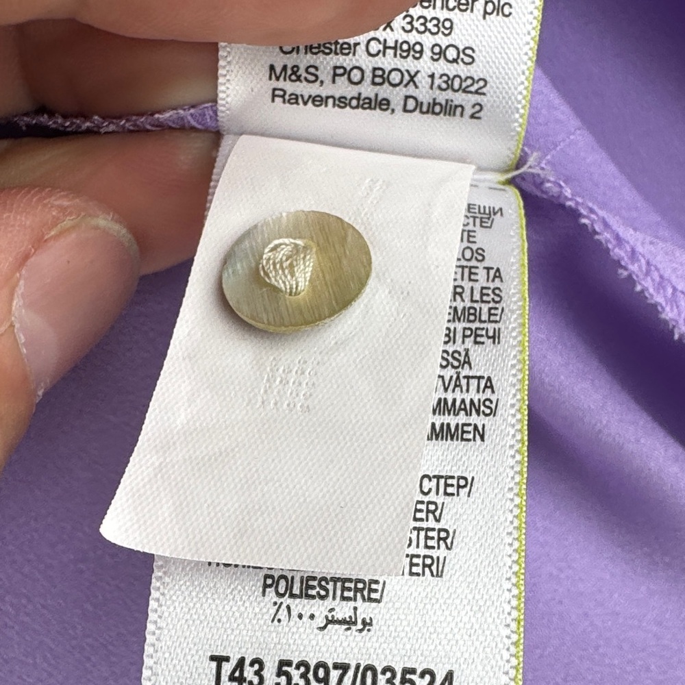 M&S Collections Lavender Satin Button Down Top - Picture 7 of 9